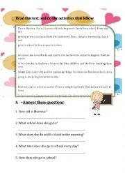 English Worksheet: A bit about Martinas life