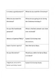 English Worksheet: Christmas conversation cards - Mingle