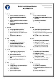 Body Parts - Multiple Choice Activity