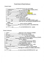 English Worksheet: Present SImple Vs Present Continuous