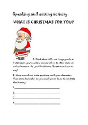 English Worksheet: What is Christmas for you?
