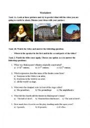 English Worksheet: Shakespears Globe Theatre Video from You-tube