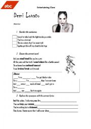 English Worksheet: Warrior by Demi Lovato (song)