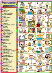 English Worksheet: Personality adjectives or emotions: matching activity