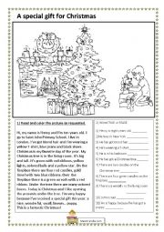 English Worksheet: a special gift - christmas reading