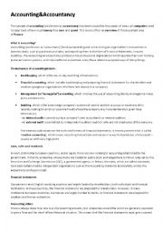 English Worksheet: Accounting and Accountancy