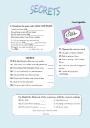 English Worksheet: Secrets