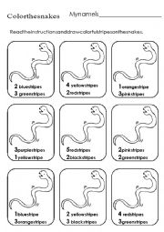 English Worksheet: stripe snake. help students study colors
