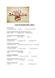 English Worksheet: A Christmas quiz 