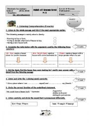 English Worksheet: 1st Mi-of-Term Test first forms