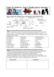 English Worksheet: Unit 3-family matters revision