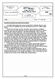 English Worksheet: End-of-terrm test 1st  forms Tunisian students