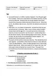 English Worksheet: 8th form achievement test