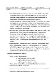 English Worksheet: end of term exam 9th form