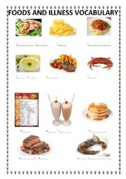 English Worksheet: Vocabulary: Foods and illness vocabulary