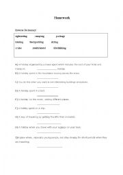English Worksheet: Travel Vocabulary A1-A2