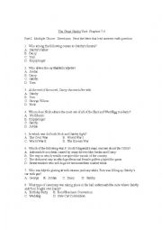 English Worksheet: The Great Gatsby Multiple Choice Quiz for Chapters 7-9 with answer key
