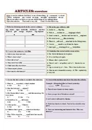 English Worksheet: A/An 