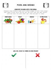 English Worksheet: Food and drinks n1