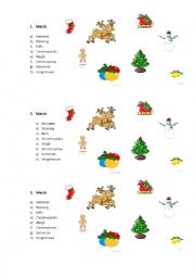 English Worksheet: Christmas. Matching intended for children.