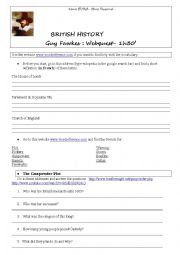 English Worksheet: Guy Fawkes webquest