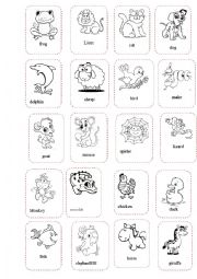 English Worksheet: animals flashcards