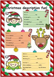 English Worksheet: CHRISTMAS FUN WITH DESCRIBING SANTAS HELPERS! - fully editable! :)