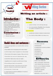 English Worksheet: Guided writing: Youth smoking 