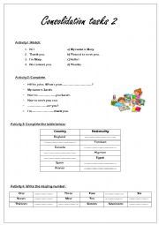 English Worksheet: Consolidation tasks for beginners (6th form)