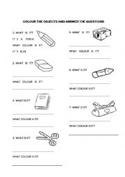 English Worksheet: school objects