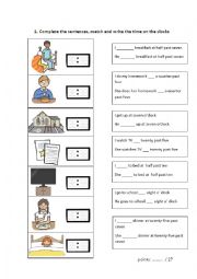 English Worksheet: daily routines