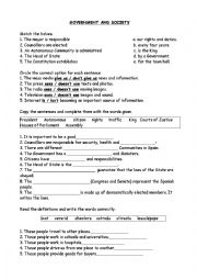 English Worksheet: GOVERNMENT AND SOCIETY
