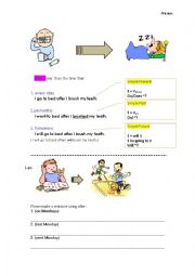 English Worksheet: after (Relate the timing of two activities)