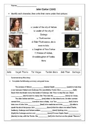 English Worksheet: John Carter of Mars Discussion Worksheet Pt.2