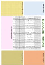 English Worksheet: Musical instruments