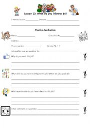 English Worksheet: Job Application Practice