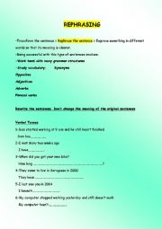 English Worksheet: Rephrasing (42 pages)
