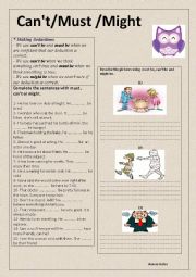 English Worksheet: Cant be, must be, or might be WS