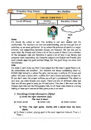 English Worksheet: end of term test n 1 