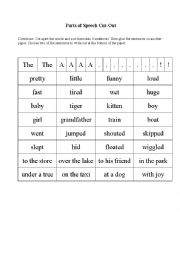 English Worksheet: Parts of Speech Cut-Outs