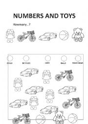 English Worksheet: Toys and Numbers