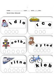 toys vocabulary worksheet