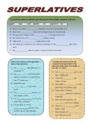 English Worksheet: superlatives