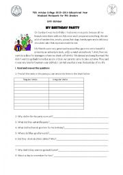 English Worksheet: past tense