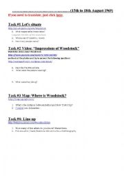 English Worksheet: woodstock webquest