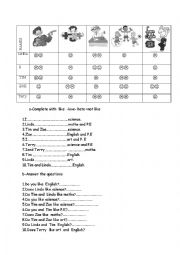 English Worksheet: school subjectes