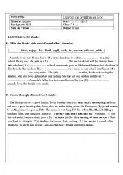 English Worksheet: synthesis test 1- 7th grade