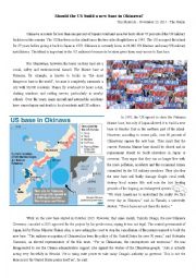 English Worksheet: Newspaper Article - Reading Comprehension - US Marines in Okinawa