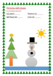 English Worksheet: Christmas with shapes for children