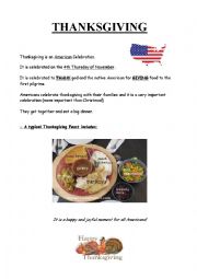 English Worksheet: Thanksgiving